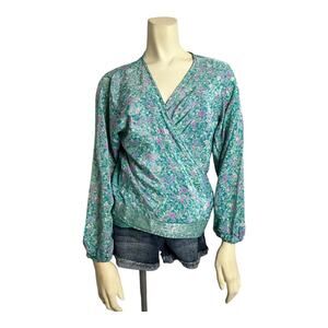 Bazaar Handmade Silk Wrap Blouse Shirt Top Sari Fabric Boho OS